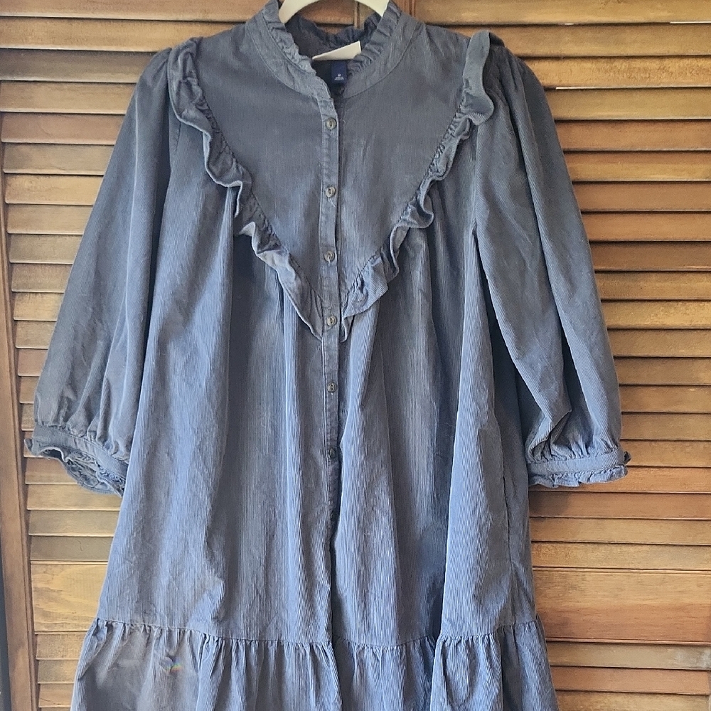 Universal Thread Corduroy Cottagecore Babydoll Dess Ruffle Balloon Sleeve